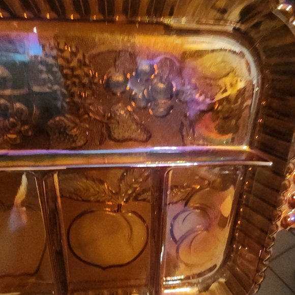 VINTAGE Indiana carnival glass relish tray - Picture 3 of 5